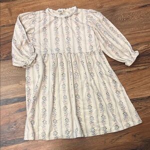 Floral Cream Kids Dress Corduroy